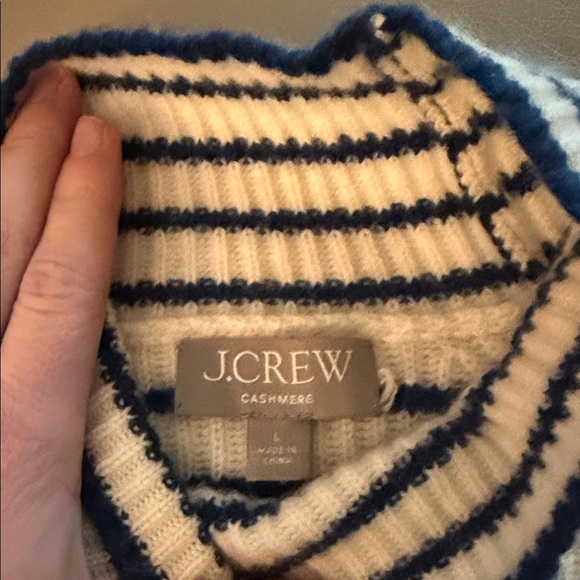 J. Crew Navy and Cream Striped Turtleneck Sweater - Picture 2 of 2